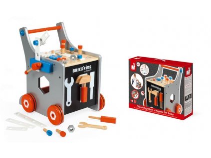 BricoKids Chodítko a vozík s náradím 25 ks