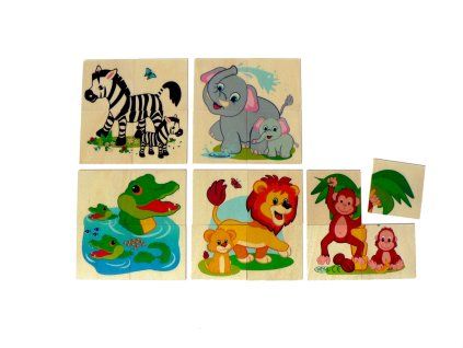 Drevené puzzle Zvieratá džungle