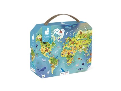 Puzzle Mapa sveta v kufríku 100 ks