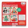 Drevené puzzle sada 4 puzzle Vianoce
