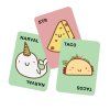 Taco, plyšák, koza, syr, pizza