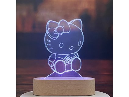 LED nočná lampa Hello Kitty – farebná, nabíjateľná + diaľkové ovládanie