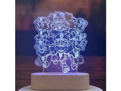 Nočná LED lampa Paw Patrol – viacfarebná, s diaľkovým ovládaním