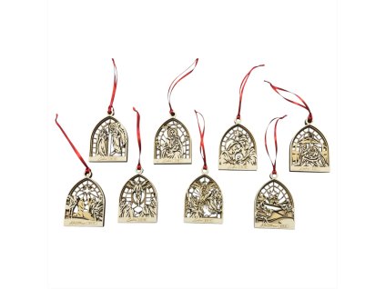 Drevené vianočné ozdoby – Biblia / Betlehem séria (8 ks)