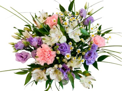 Eustoma s karafiáty a přízdobou