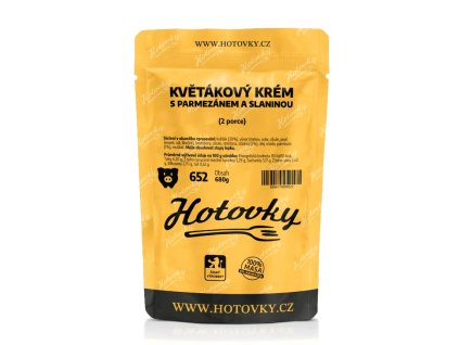 a kvetakovy krem s parmezanem a slaninou 2 porce