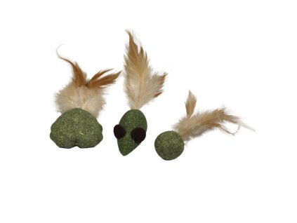 0033987 hracka pro kocky s perim a catnipem srdce mys koule