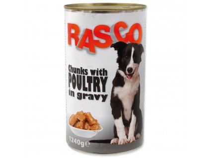 RASCO Dog drůbeží kousky ve šťávě 1240g