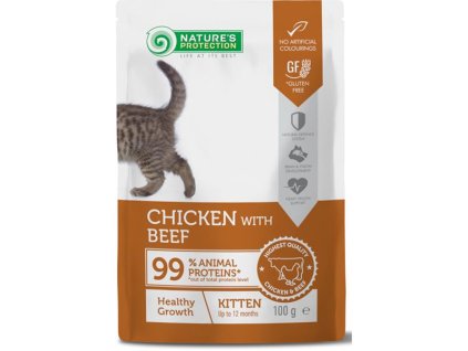 Nature's Protection Cat kaps. Kitten Chicken and Beef 100 g