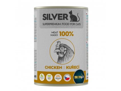 IRONpet Silver Cat Kuřecí 100% masa, konzerva 400 g