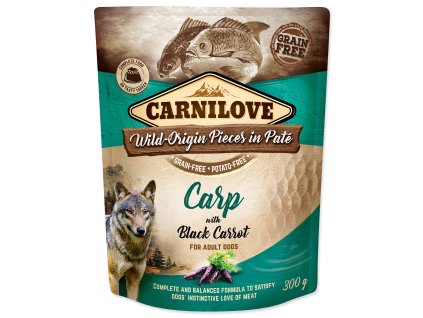 Carnilove Dog Pouch kapr s černou mrkví, paté 300g