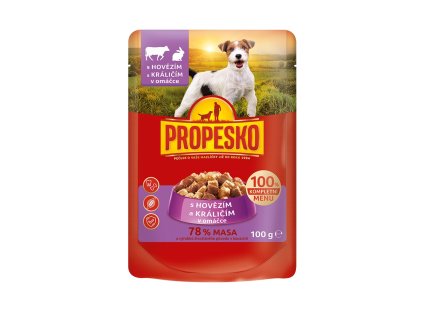 PROPESKO Dog hovězí a králičí, kapsa 100 g