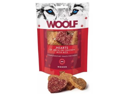 WOOLF pochoutka Hearts of Duck or Chick. with Rice100g