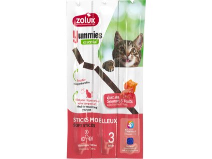 Pochoutka kočka YUMMIES losos a pstruh 3ks Zolux
