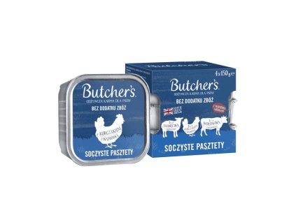 Butcher’s Dog Original 4×150 g | Hovězí, kuře & jehněčí s játry