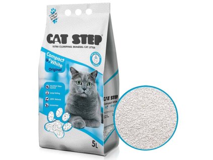 Cat Step Compact White Original 5 l | Jemná hrudkující bentonitová podestýlka