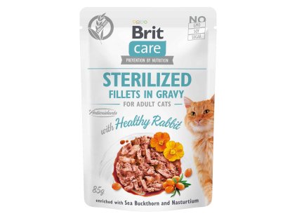 Brit Care Cat Sterilized Fillets Králík 85 g | Kapsička pro kastrované kočky