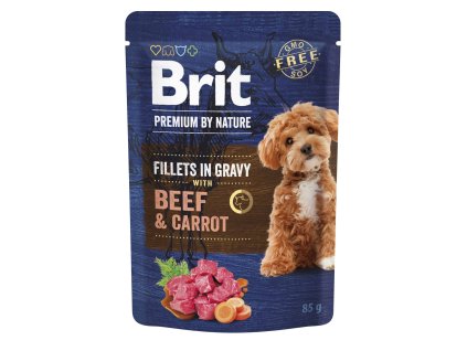 Brit Premium by Nature Dog Fillets Hovězí & Mrkev 85 g | Kapsička pro psy