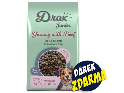 Drax Junior Dog s hovězím 10 kg | Krmivo pro štěňata všech plemen
