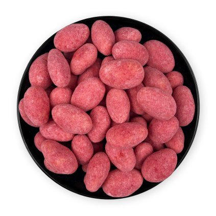 mandle v bile cokolade s malinami