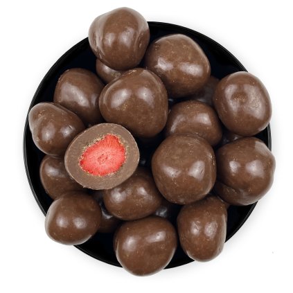 Lyofilizované jahody v mléčné čokoládě (Balení Doypack 500 g)