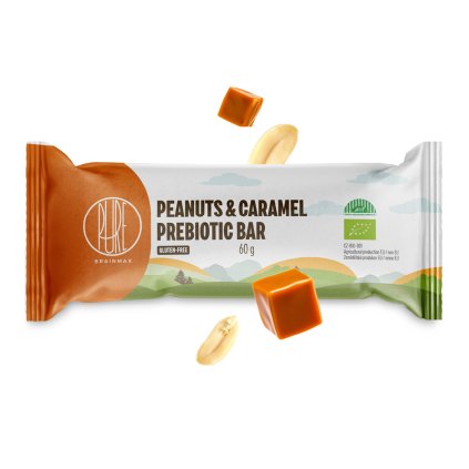 brainmax pure peanuts and caramel prebioticka tycinka arasidy a karamel bio