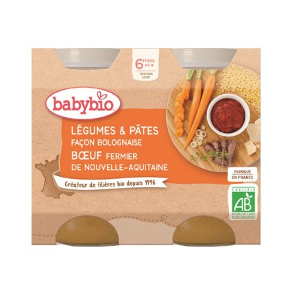 babybio denni menu prikrm zelenina s testovinami na bolonsky zpusob s farmarskym hovezim masem