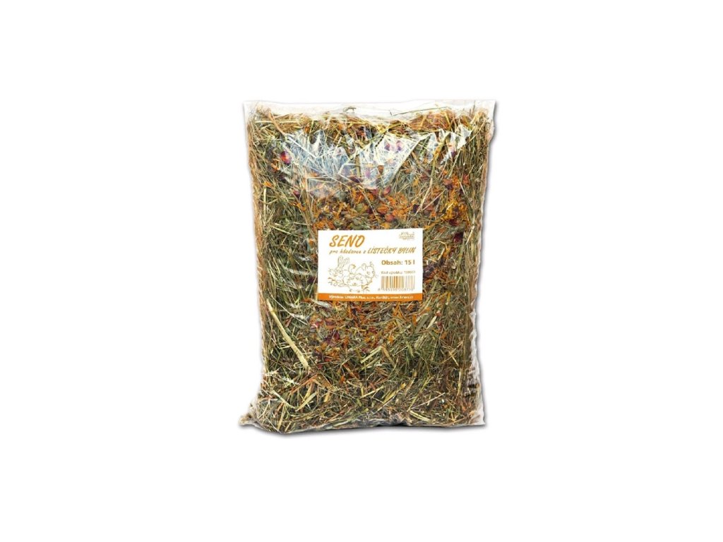 Prosévané seno s lístečky bylin 15 l (Hmotnost < 1 kg)