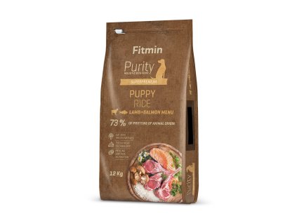 Fitmin Purity Lamb & Salmon Rice krmivo pro štěňata 12 kg (Hmotnost 10 – 15 kg)