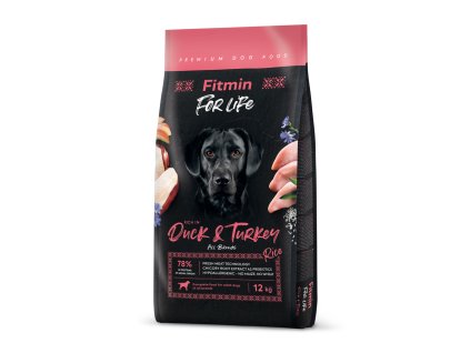 Fitmin For Life Duck & Turkey krmivo pro psy 12 kg (Hmotnost 10 – 15 kg)