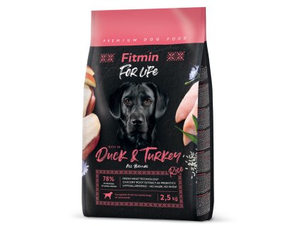 Fitmin For Life Duck & Turkey krmivo pro psy 2,5 kg (Hmotnost 1 – 5 kg)