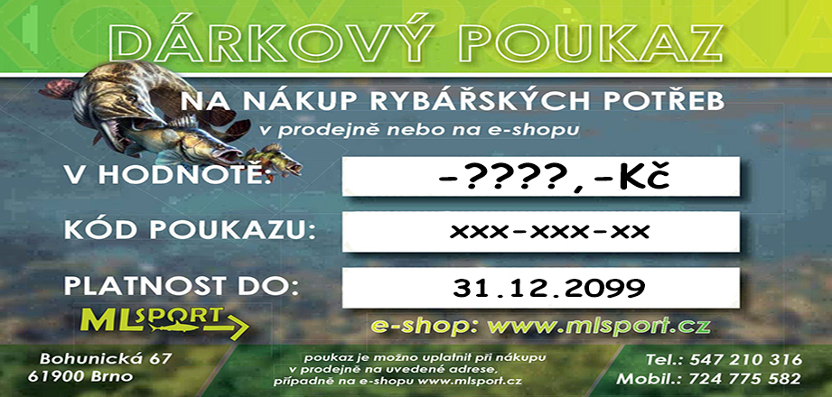 Dárkový poukaz - rybářské potřeby Mlsport