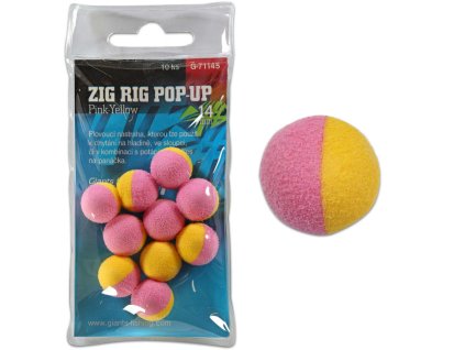 Giants fishing Pěnové plovoucí boilie Zig Rig Pop-Up pink-yellow 14mm,10ks