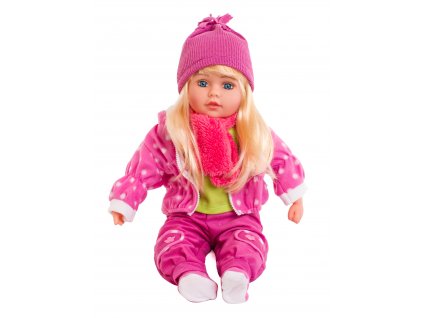 Mluvící a zpívající panenka Doris v růžovém kožíšku 60 cm
