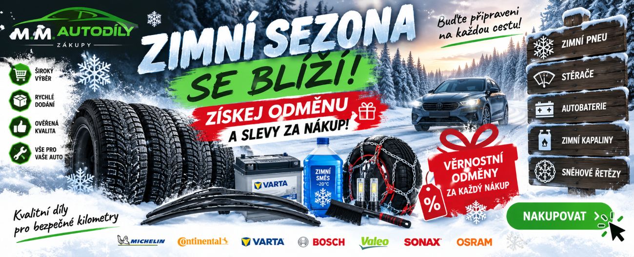 Zimní výbava a autodíly M.M.aUTODÍLY - Zákupy ---) pneumatiky, stěrače, autobaterie, zimní kapaliny a sněhové řetězy.