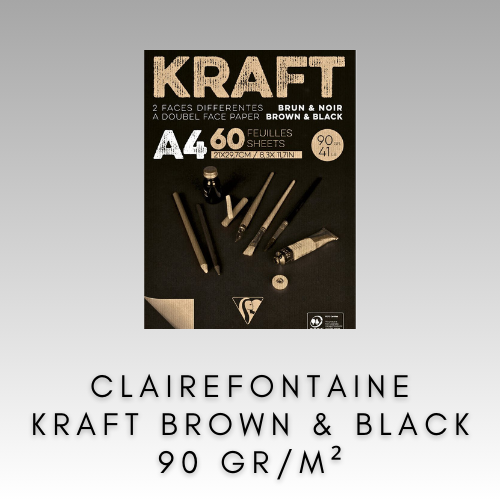 CLAIREFONTAINE KRAFT BROWN & BLACK SKICOVACÍ BLOK 90 GR/M2