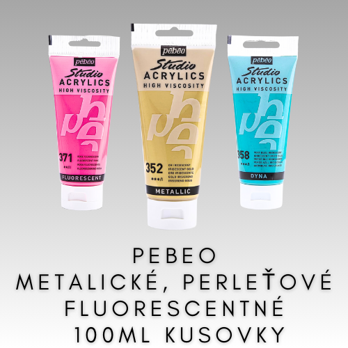 PEBEO STUDIO ACRYLIC METALICKÉ, PERLEŤOVÉ, FLUORESCENTNÉ AKRYLOVÉ FARBY 100 ML