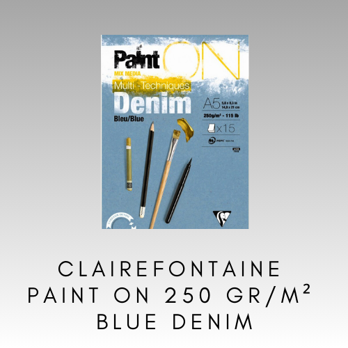CLAIREFONTAINE PAINT ON BLUE DENIM MULTI TECHNIQUE BLOK 250 GR/M2