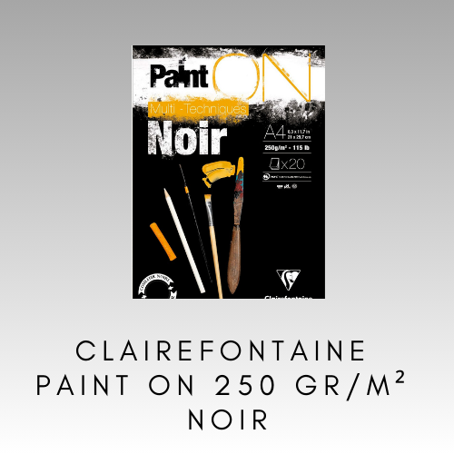 CLAIREFONTAINE PAINT ON NOIR MULTI TECHNIQUE BLOK 250 GR/M2