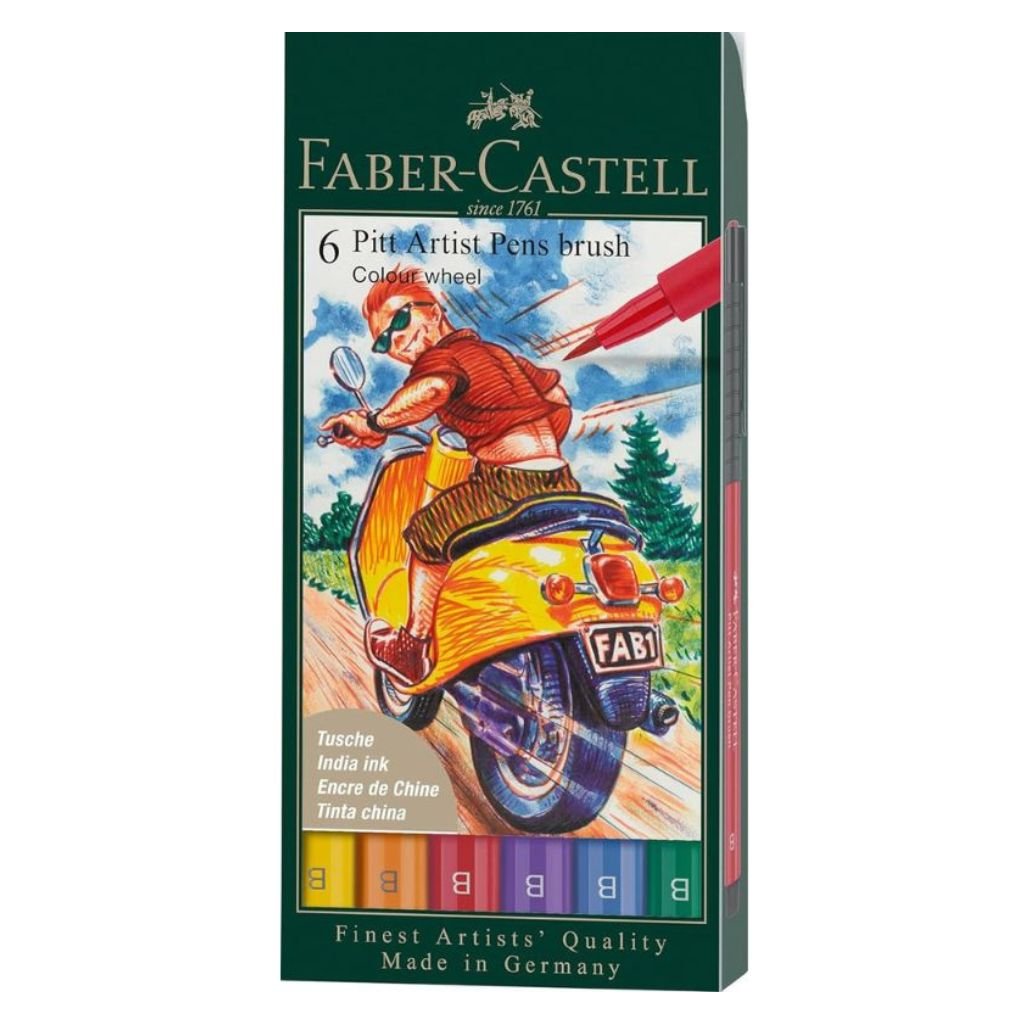 ATRAMENTOVÉ MARKERY - FABER CASTELL - PITT ARTIST BRUSH PEN - COLOR WHEEL - SADA 6 KS