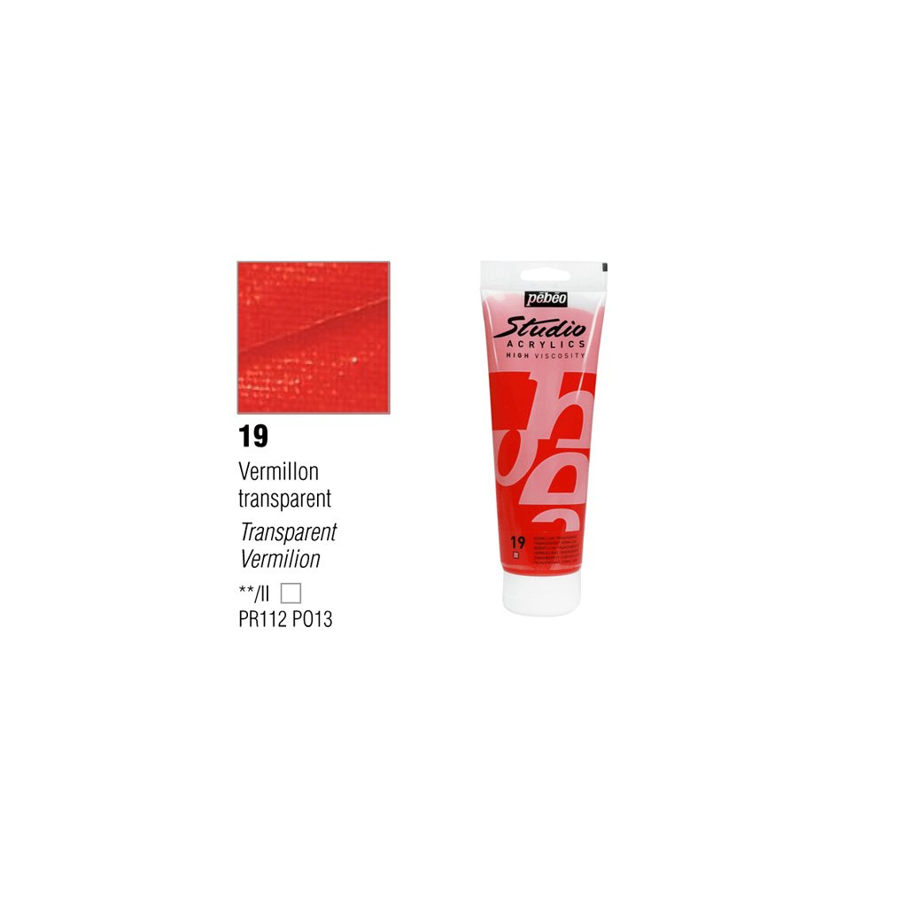 Pebeo Studio Acrylic 100ml - Transparent Vermilion