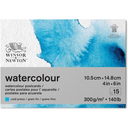 Winsor &WATERCOLOR POSTCARD - WINSOR & NEWTON - 300 GR/M2 - LISOVANÝ ZA STUDENA - 15 LISTOV - A6 Newton watercolour paper A5