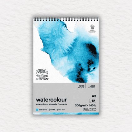 AKVARELOVÝ BLOK - WINSOR & NEWTON - 300 GSM - COLD PRESSED - 12 LISTOV - A3 ŠPIRÁLA