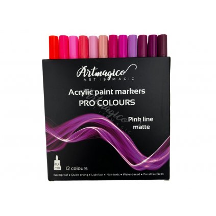 AKRYLOVÉ MARKERY - ARTMAGICO - PRO LINE - SADA 12 KS - PINK