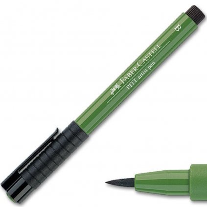 ATRAMENTOVÝ MARKER - FABER CASTELL - PITT ARTIST BRUSH PEN - 167 PERMANENT GREEN OLIVE