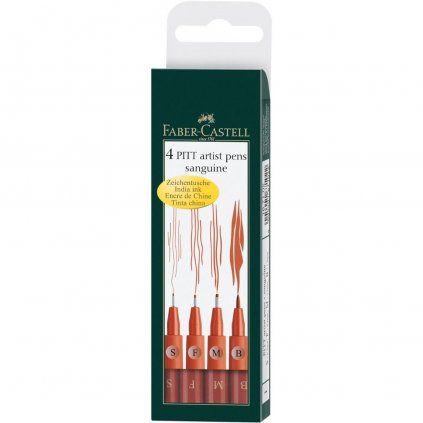 ATRAMENTOVÉ MARKERY - FABER CASTELL - PITT ARTIST PENS - SANGUINE - SADA 4 KS