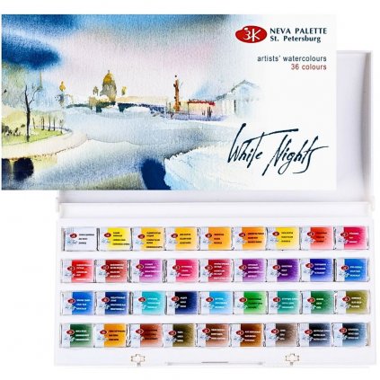 AKVARELOVÉ FARBY - WHITE NIGHTS ARTISTS WATERCOLOUR - SADA 36 CELÝCH 2,5 ML PANVIČIEK