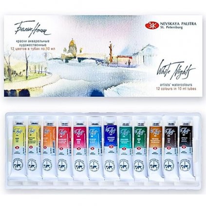 AKVARELOVÉ FARBY - WHITE NIGHTS ARTISTS WATERCOLOUR - SADA 12x10 ML