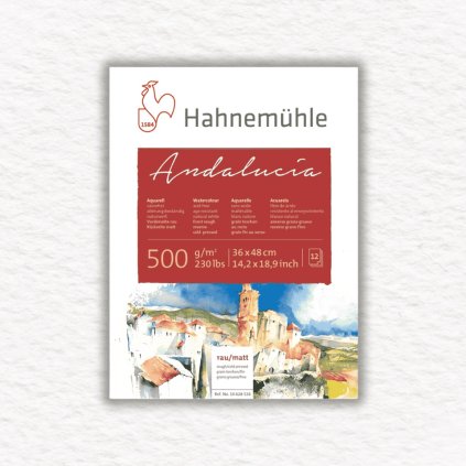 AKVARELOVÝ BLOK - HAHNEMÜHLE - ANDALUCÍA - 500 GSM - ROUGH A COLD PRESSED - 12 LISTOV | 36x48 CM