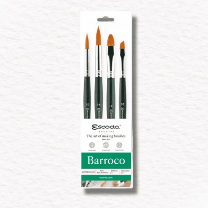 ŠTETCE NA AKVAREL - ESCODA - BARROCO - SÉRIA 8915- KRÁTKA NÁSADA | 4 KS